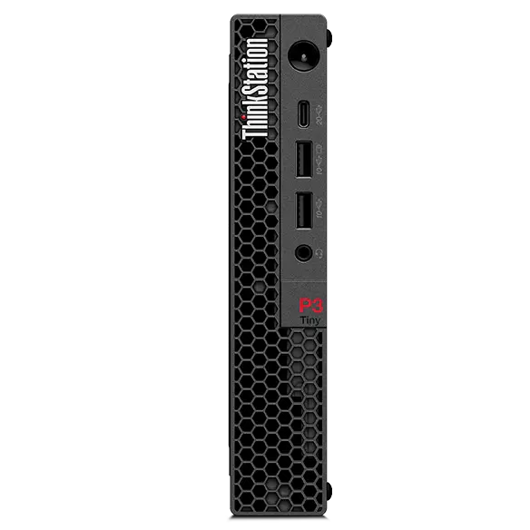 Lenovo ThinkStation P3 Tiny Gen 2 Workstation – vertically oriented, front view