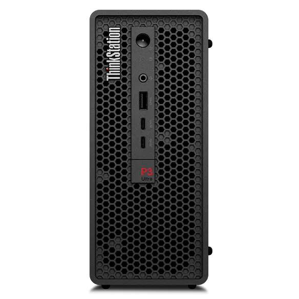 Lenovo ThinkStation P3 Ultra SFF Gen 2 workstation – vertically oriented, front view